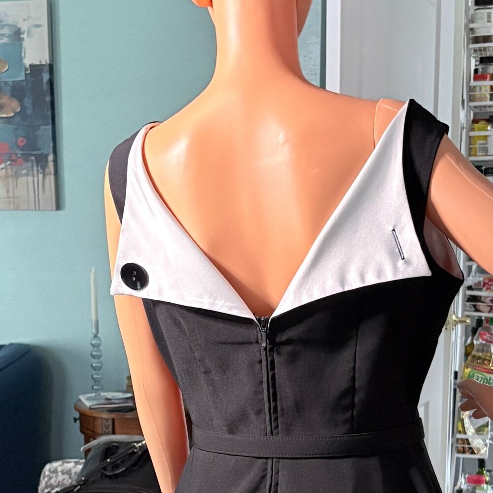 Bettie Page by Tatyana Black Circle Dress - Open Back White Satin |Size XL - Picture 4 of 7